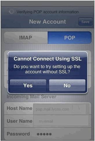iPhone CANNOT Connect via SSL.  Connect without SSL
