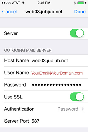 outgoing mail server iphone